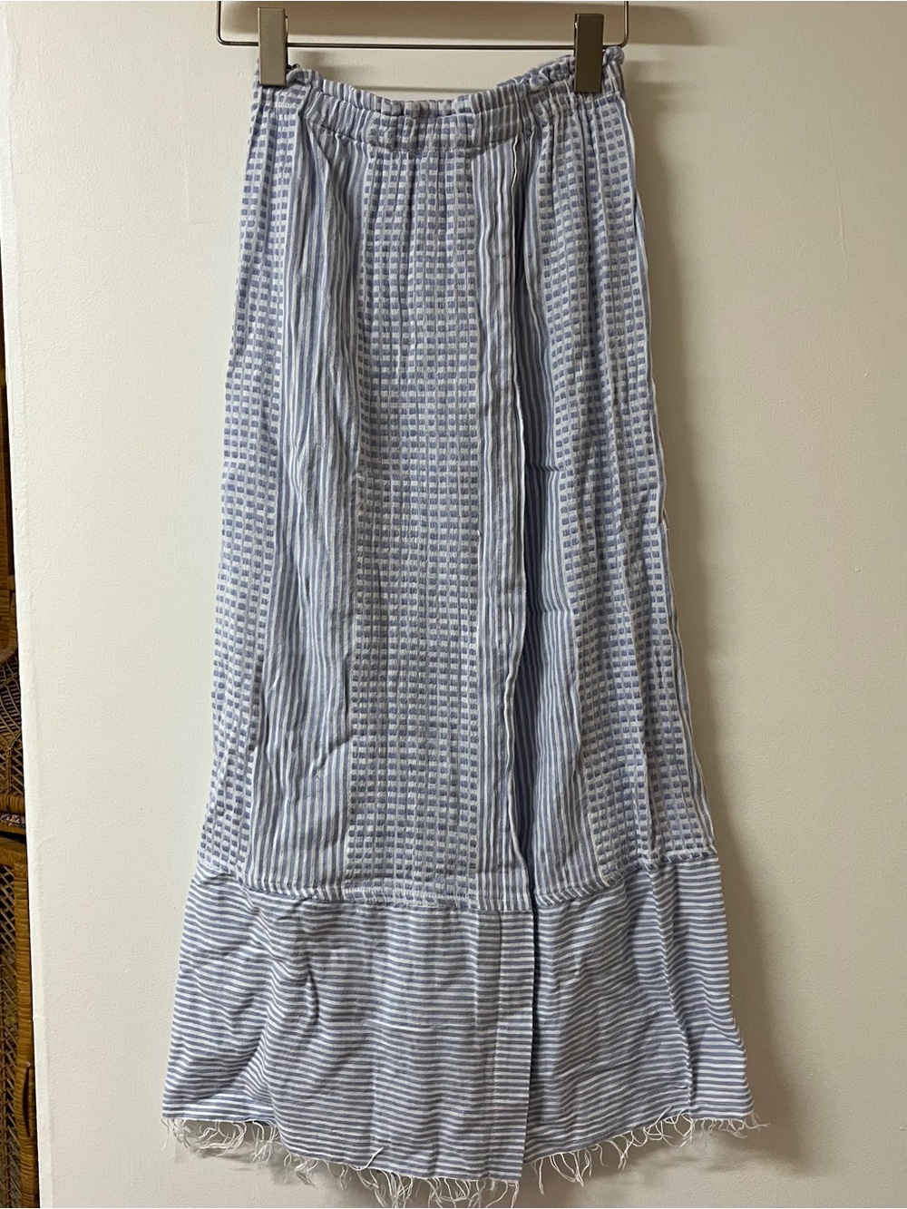 Lemlem Pale Blue Striped Maxi Skirt